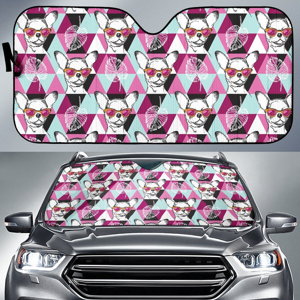 Chihuahua Cute Triangle Pattern Car Sun Shade For Windshield