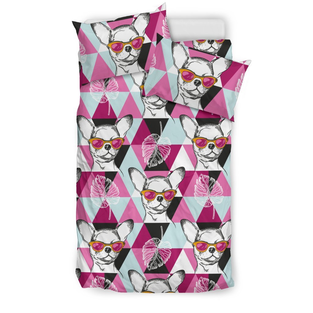 Chihuahua Cute Triangle Pattern Duvet Cover Bedding Set