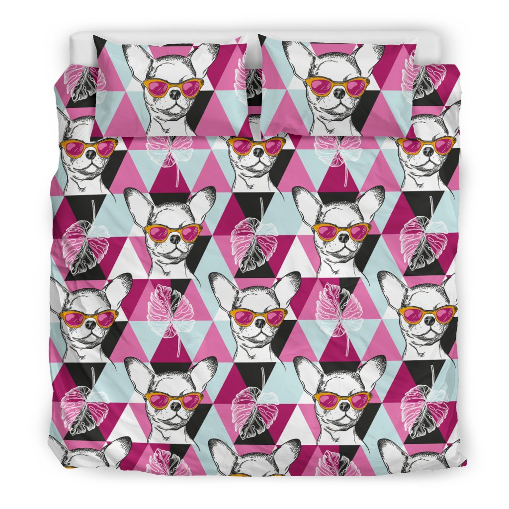Chihuahua Cute Triangle Pattern Duvet Cover Bedding Set