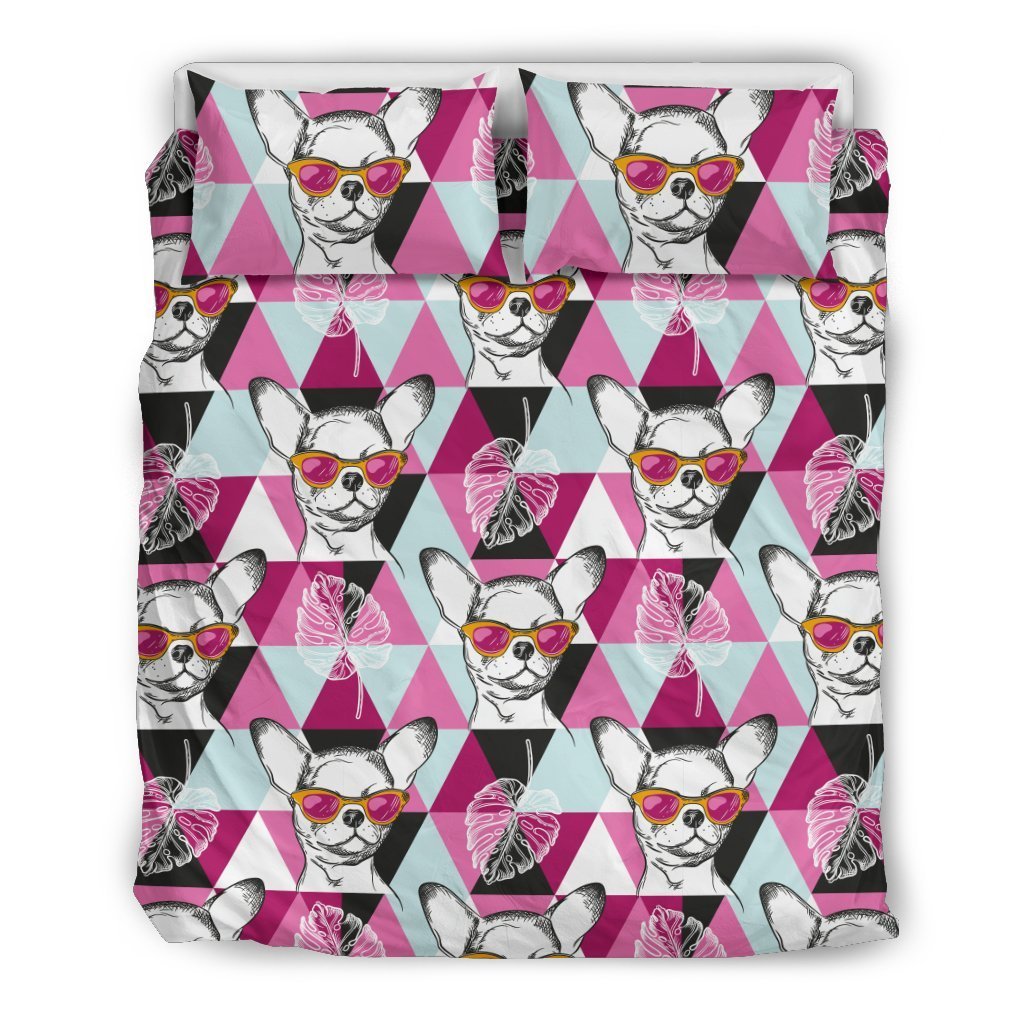 Chihuahua Cute Triangle Pattern Duvet Cover Bedding Set