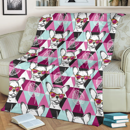Chihuahua Cute Triangle Pattern Fleece Blanket