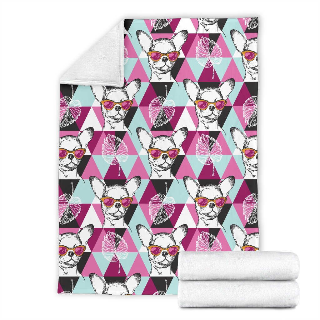 Chihuahua Cute Triangle Pattern Fleece Blanket