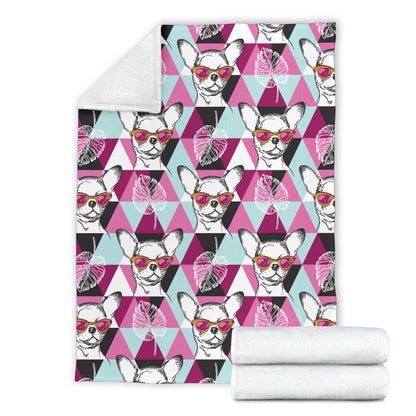 Chihuahua Cute Triangle Pattern Fleece Blanket