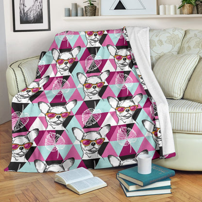 Chihuahua Cute Triangle Pattern Fleece Blanket