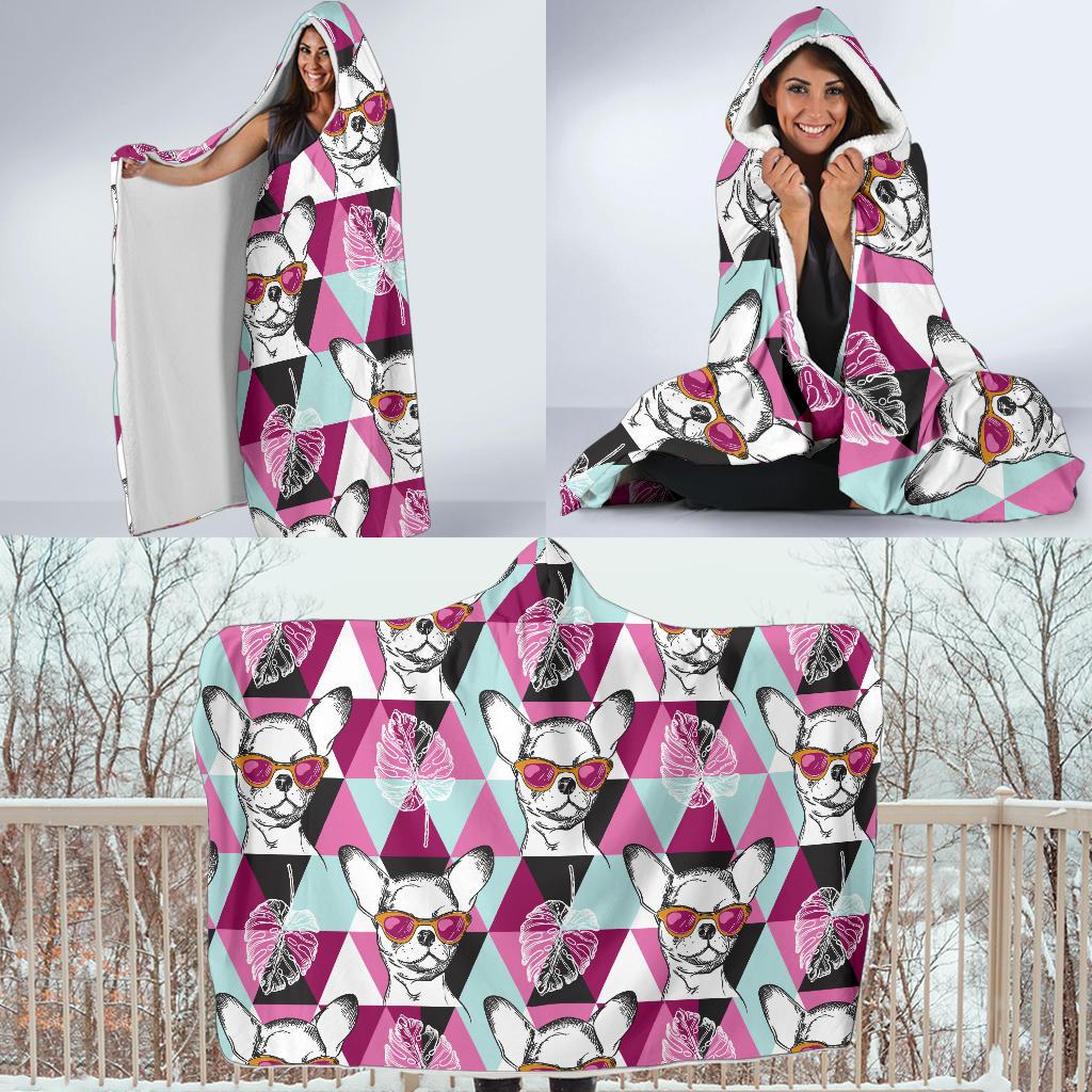 Chihuahua Cute Triangle Pattern Hooded Blanket-JTAMIGO.COM