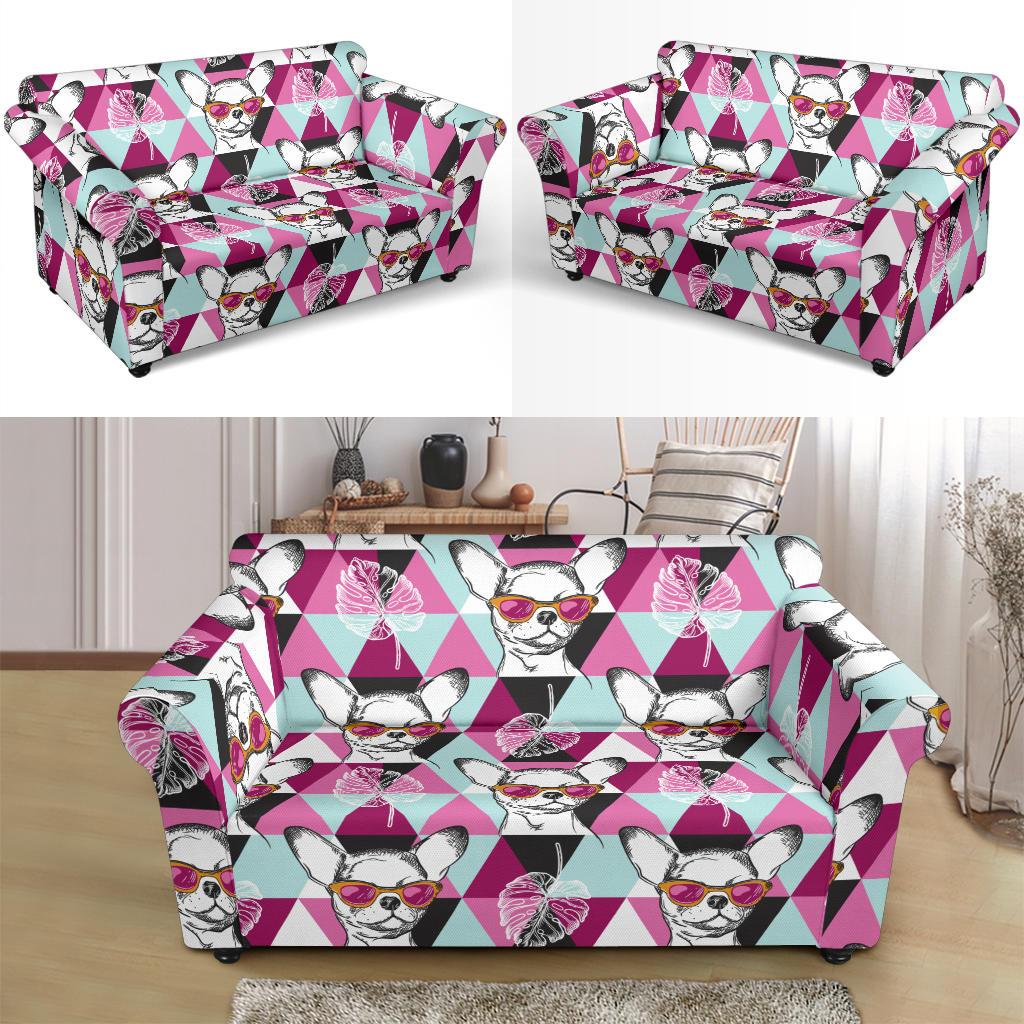 Chihuahua Cute Triangle Pattern Loveseat Slipcover-JTAMIGO.COM