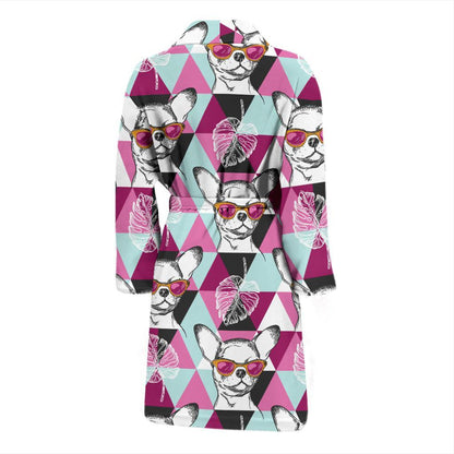 Chihuahua Cute Triangle Pattern Men Bath Robe-JTAMIGO.COM