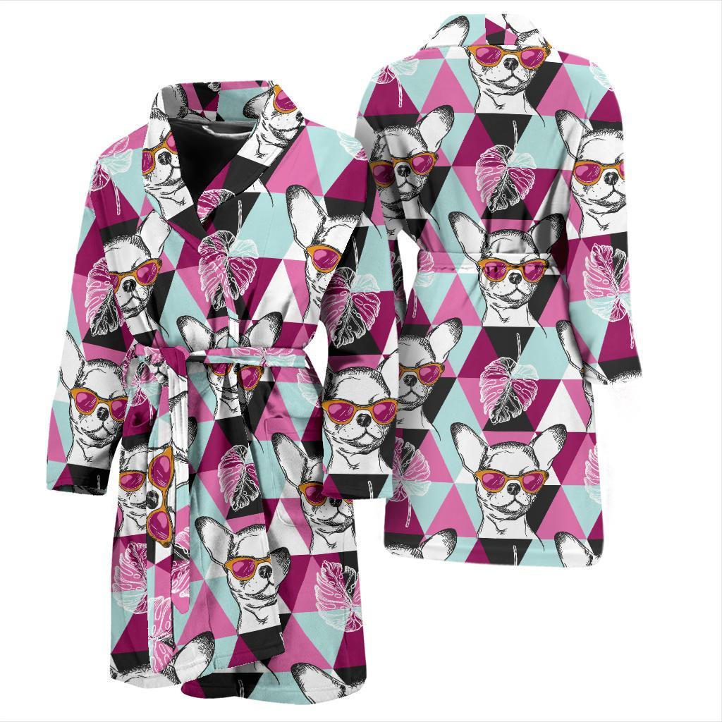 Chihuahua Cute Triangle Pattern Men Bath Robe-JTAMIGO.COM