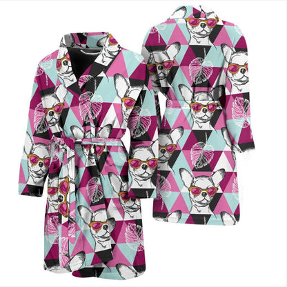 Chihuahua Cute Triangle Pattern Men Bath Robe-JTAMIGO.COM