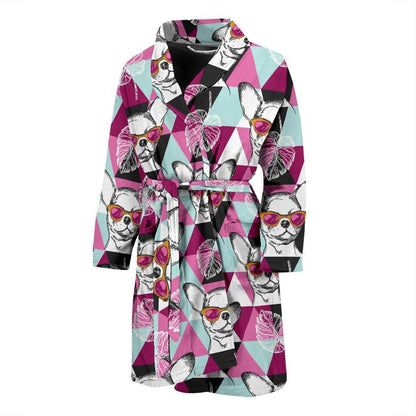Chihuahua Cute Triangle Pattern Men Bath Robe-JTAMIGO.COM