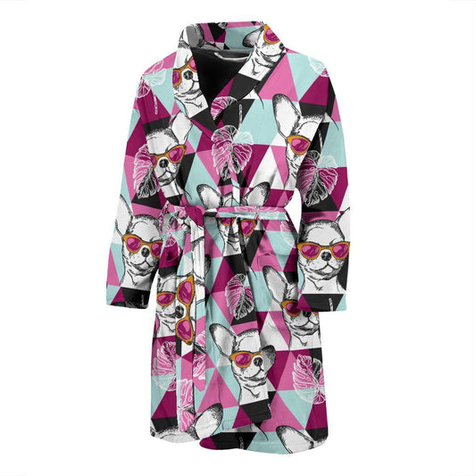 Chihuahua Cute Triangle Pattern Men Bath Robe-JTAMIGO.COM