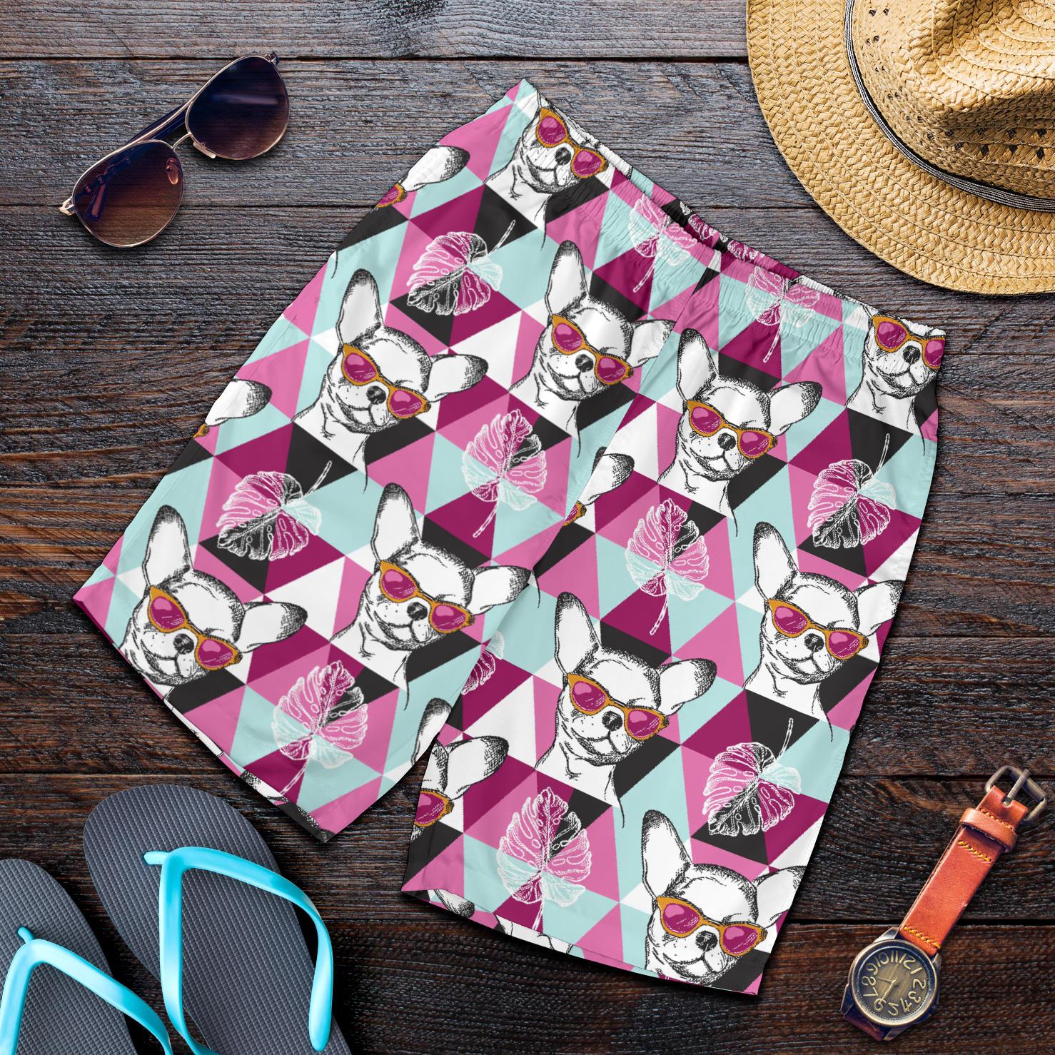 Chihuahua Cute Triangle Pattern Mens Shorts-JTAMIGO.COM