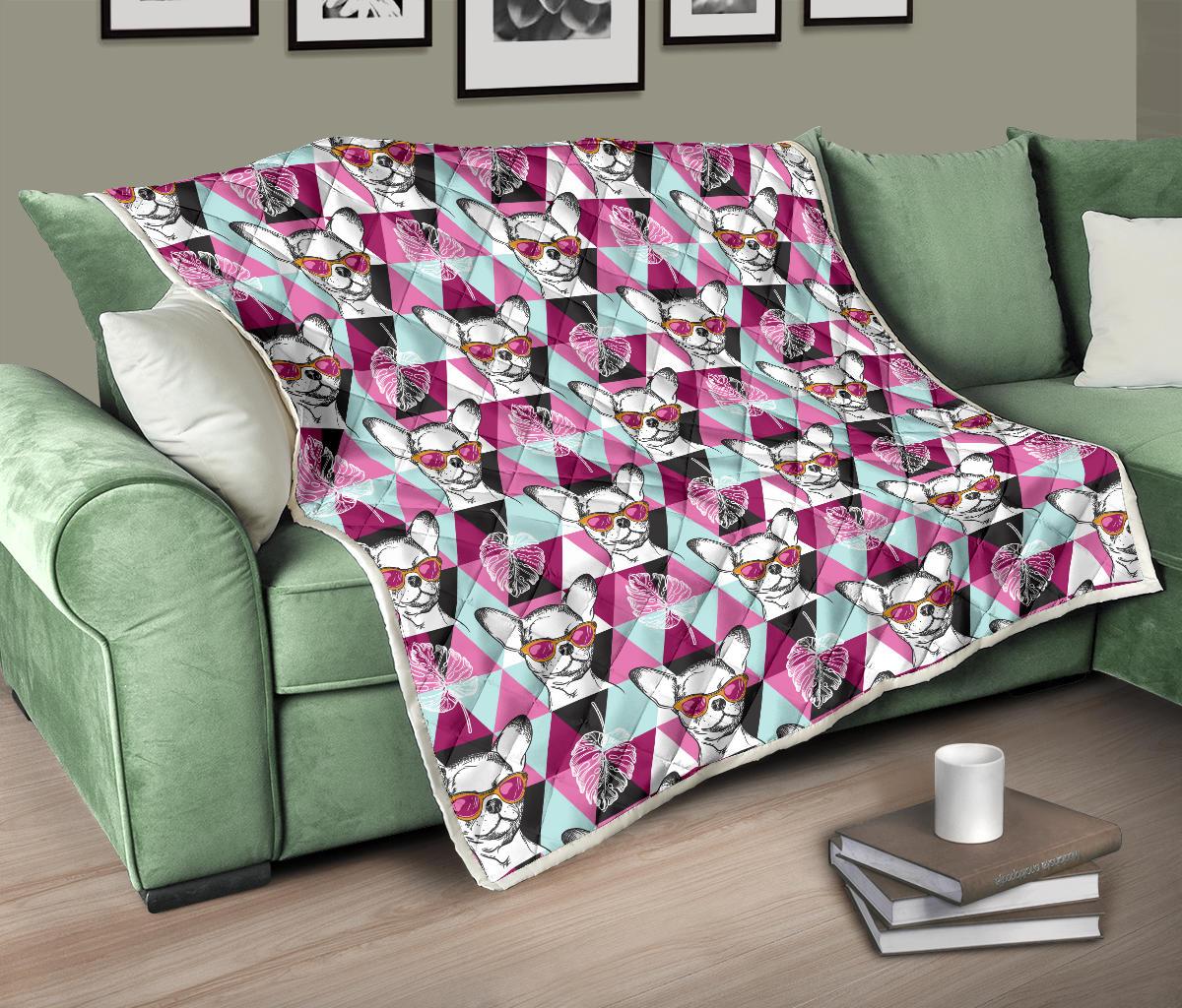 Chihuahua Cute Triangle Pattern Premium Quilt-JTAMIGO.COM