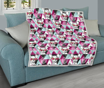 Chihuahua Cute Triangle Pattern Premium Quilt-JTAMIGO.COM