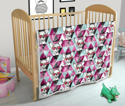 Chihuahua Cute Triangle Pattern Premium Quilt-JTAMIGO.COM