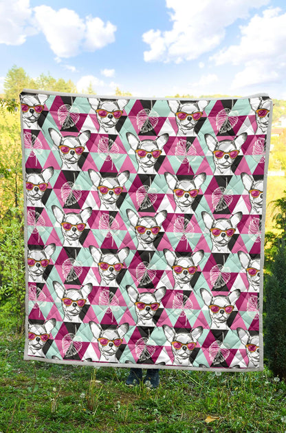Chihuahua Cute Triangle Pattern Premium Quilt-JTAMIGO.COM
