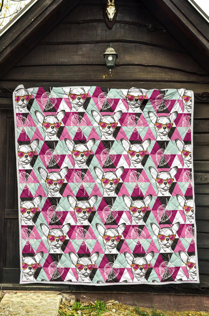 Chihuahua Cute Triangle Pattern Premium Quilt-JTAMIGO.COM