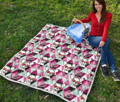 Chihuahua Cute Triangle Pattern Premium Quilt-JTAMIGO.COM