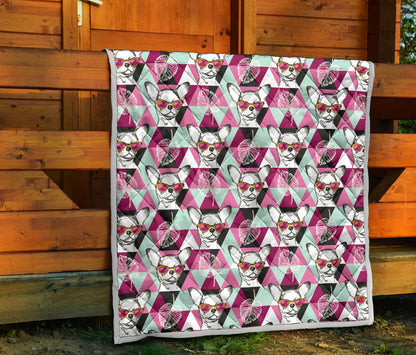 Chihuahua Cute Triangle Pattern Premium Quilt-JTAMIGO.COM
