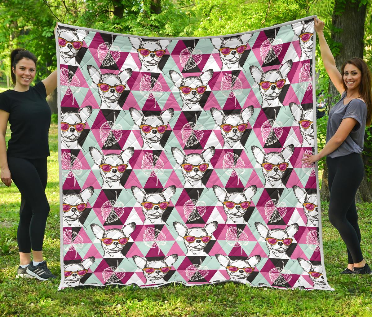 Chihuahua Cute Triangle Pattern Premium Quilt-JTAMIGO.COM