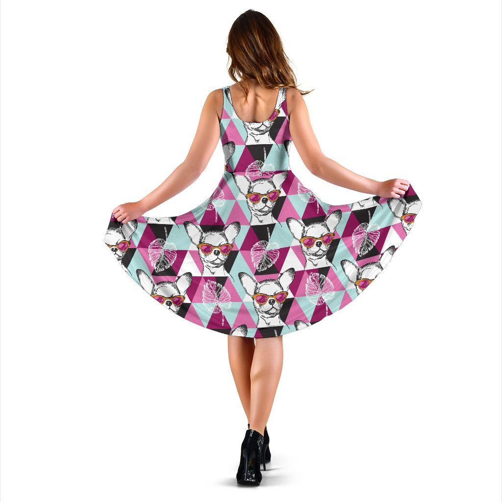 Chihuahua Cute Triangle Pattern Sleeveless Dress