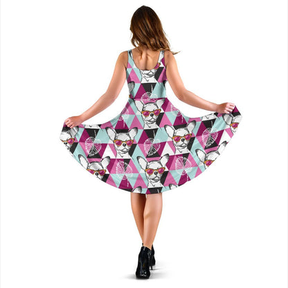Chihuahua Cute Triangle Pattern Sleeveless Dress