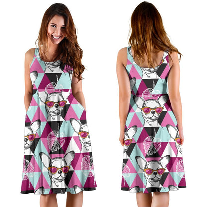 Chihuahua Cute Triangle Pattern Sleeveless Dress