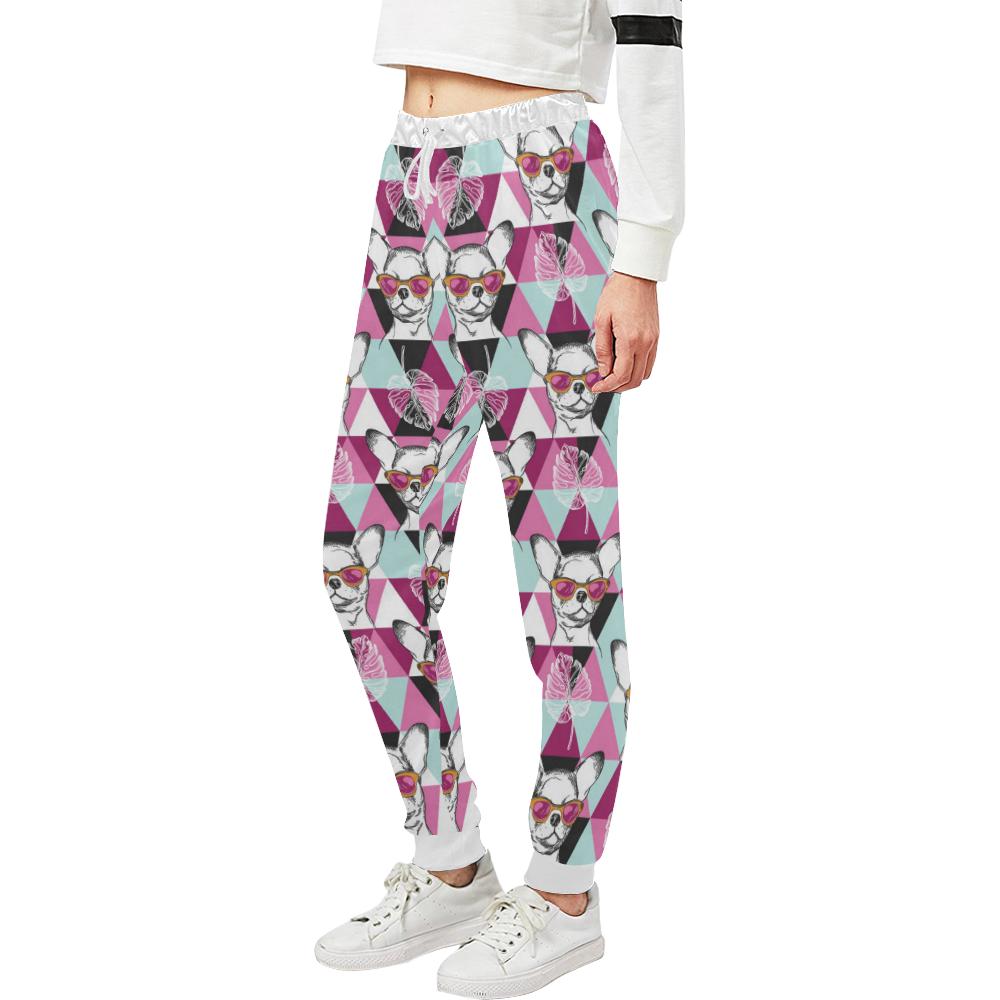 Chihuahua Cute Triangle Pattern Unisex Casual Sweatpants (Model L11)-JTAMIGO.COM