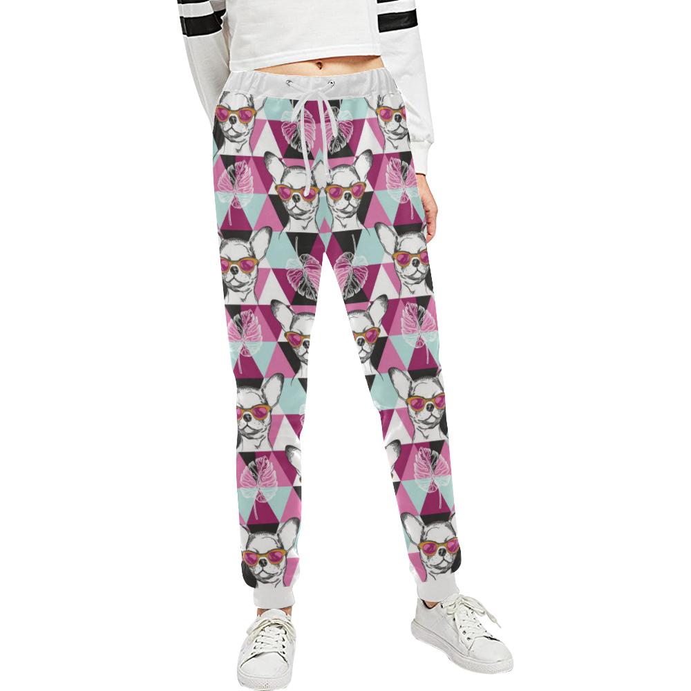 Chihuahua Cute Triangle Pattern Unisex Casual Sweatpants (Model L11)-JTAMIGO.COM