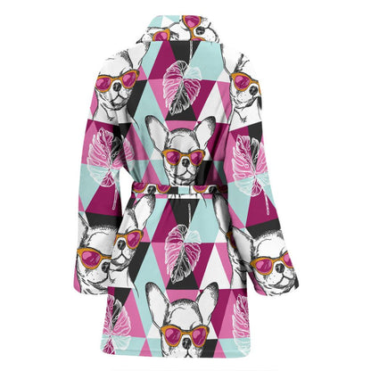 Chihuahua Cute Triangle Pattern Women Bath Robe-JTAMIGO.COM