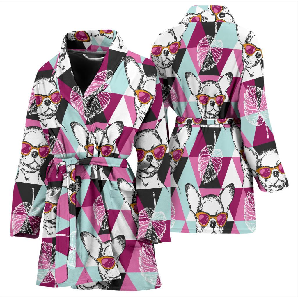 Chihuahua Cute Triangle Pattern Women Bath Robe-JTAMIGO.COM