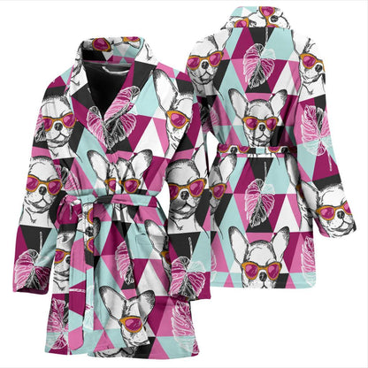 Chihuahua Cute Triangle Pattern Women Bath Robe-JTAMIGO.COM