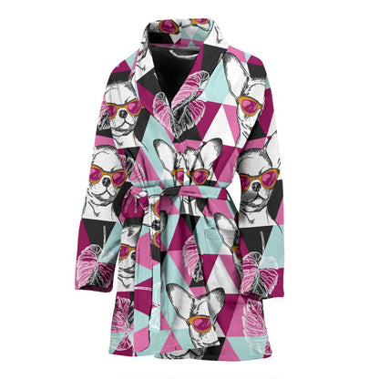 Chihuahua Cute Triangle Pattern Women Bath Robe-JTAMIGO.COM