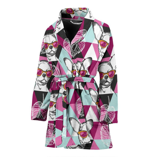 Chihuahua Cute Triangle Pattern Women Bath Robe-JTAMIGO.COM