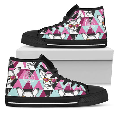 Chihuahua Cute Triangle Pattern Women High Top Shoes