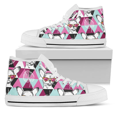 Chihuahua Cute Triangle Pattern Women High Top Shoes