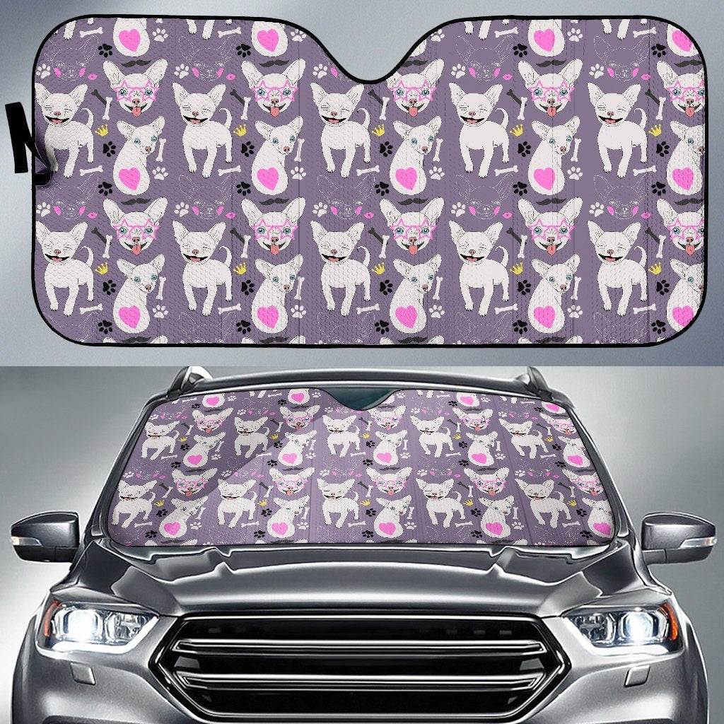 Chihuahua Happy Pattern Car Sun Shade For Windshield