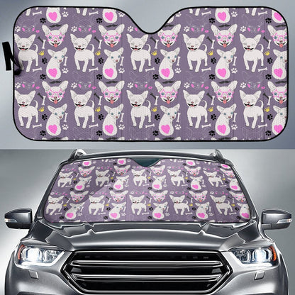 Chihuahua Happy Pattern Car Sun Shade For Windshield