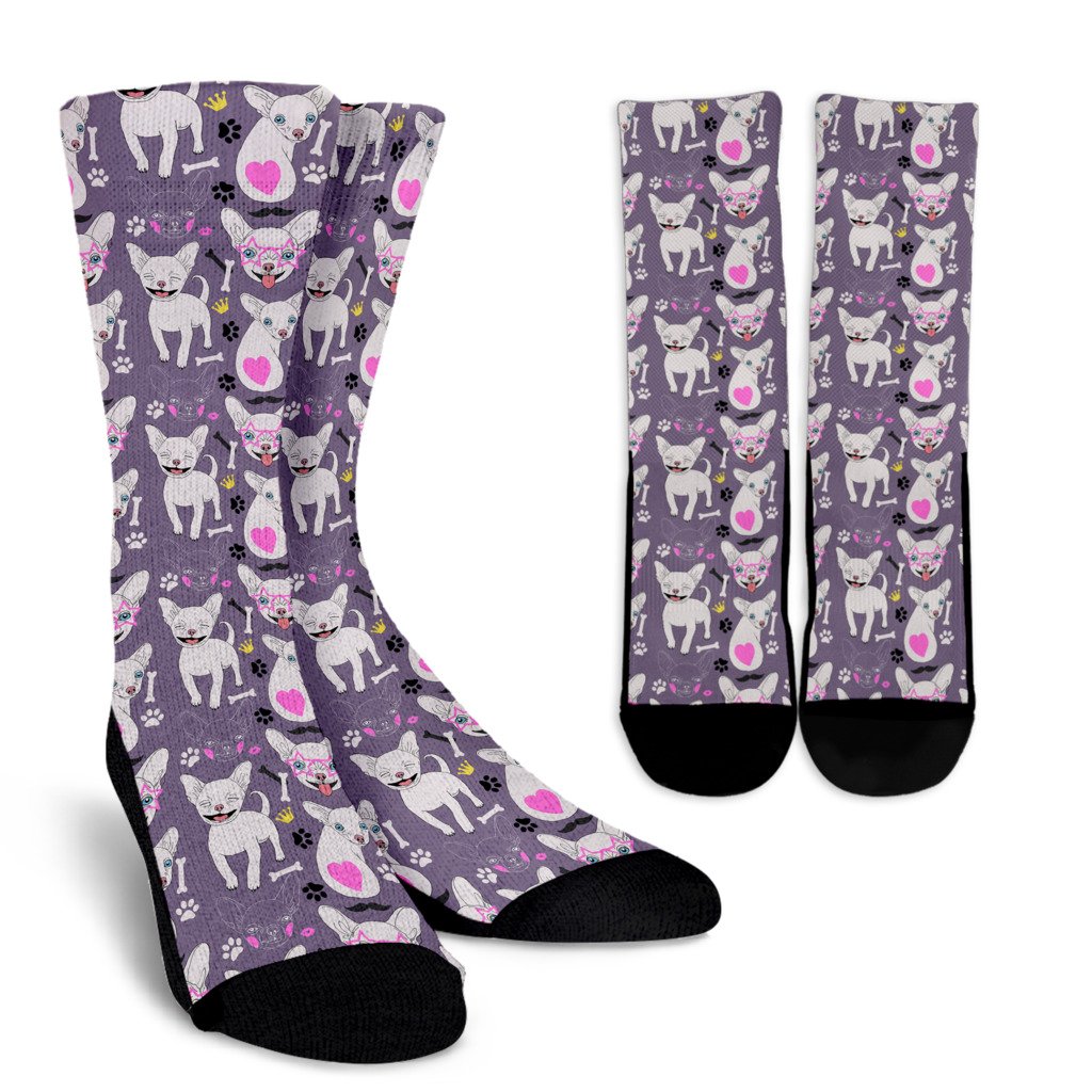 Chihuahua Happy Pattern Crew Socks