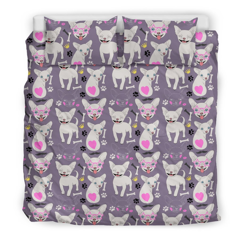 Chihuahua Happy Pattern Duvet Cover Bedding Set