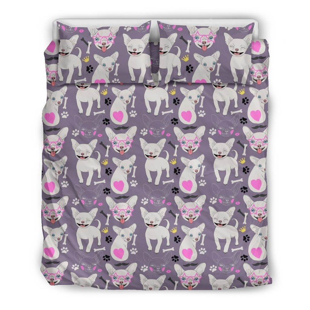 Chihuahua Happy Pattern Duvet Cover Bedding Set