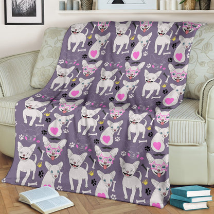 Chihuahua Happy Pattern Fleece Blanket