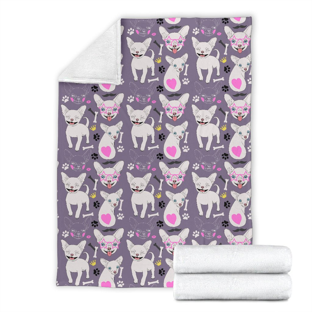 Chihuahua Happy Pattern Fleece Blanket