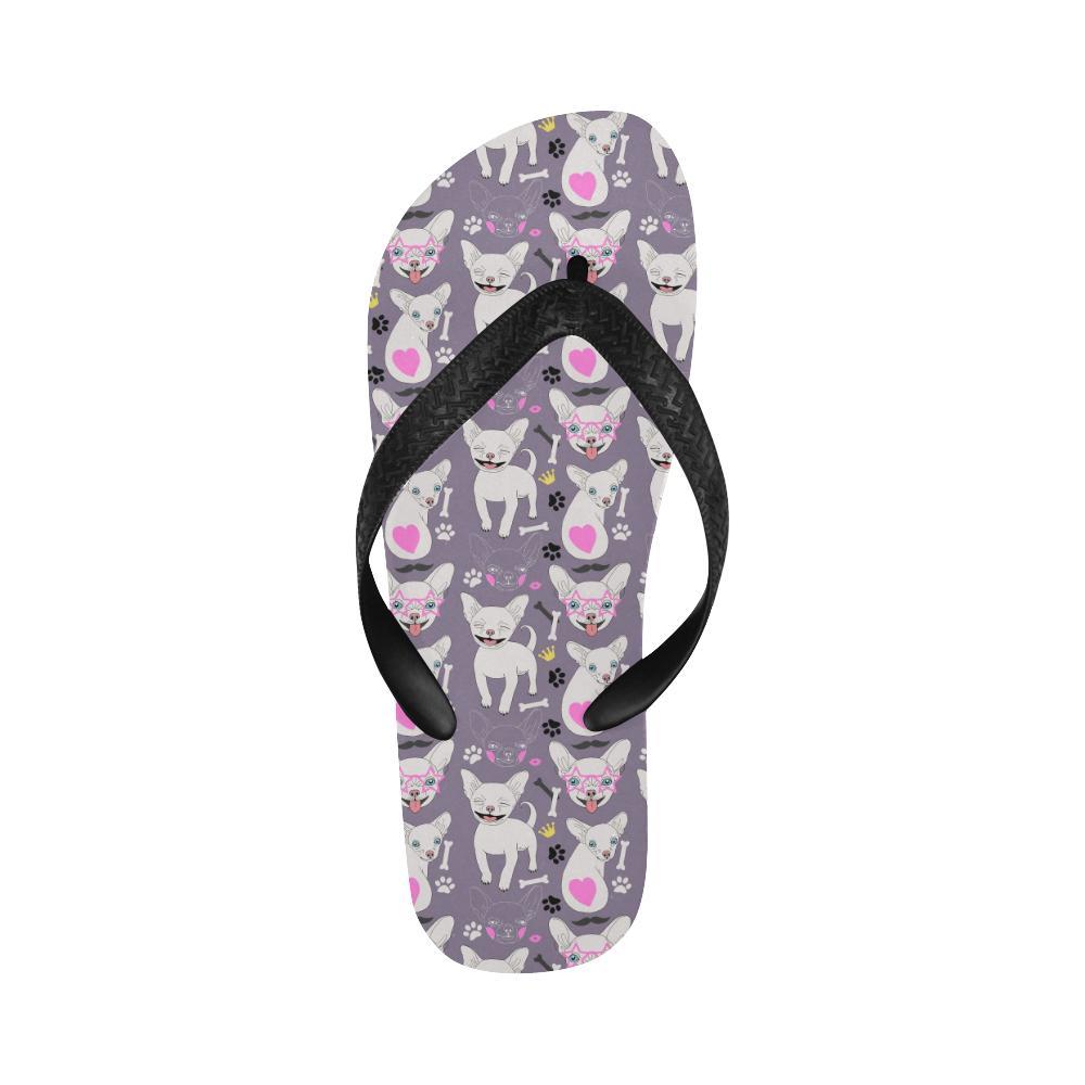 Chihuahua Happy Pattern Flip Flops-JTAMIGO.COM