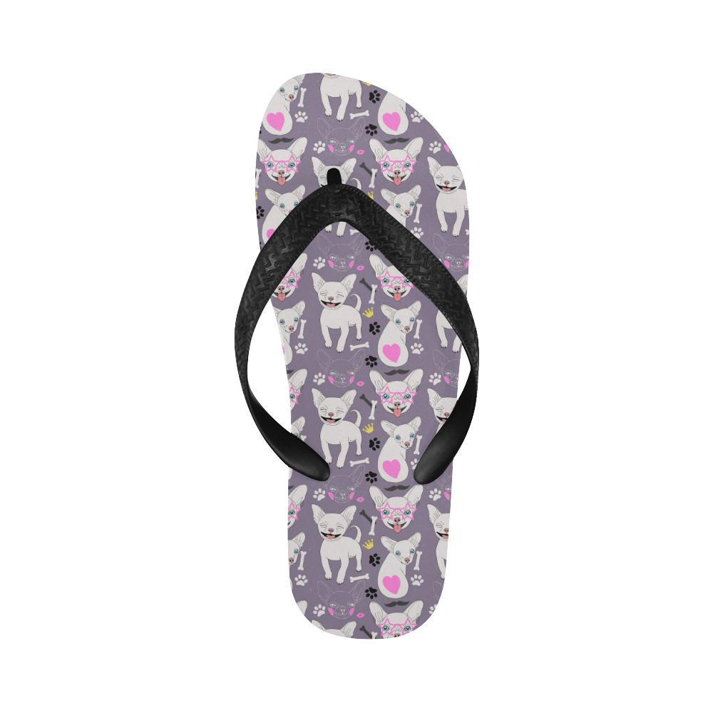 Chihuahua Happy Pattern Flip Flops-JTAMIGO.COM