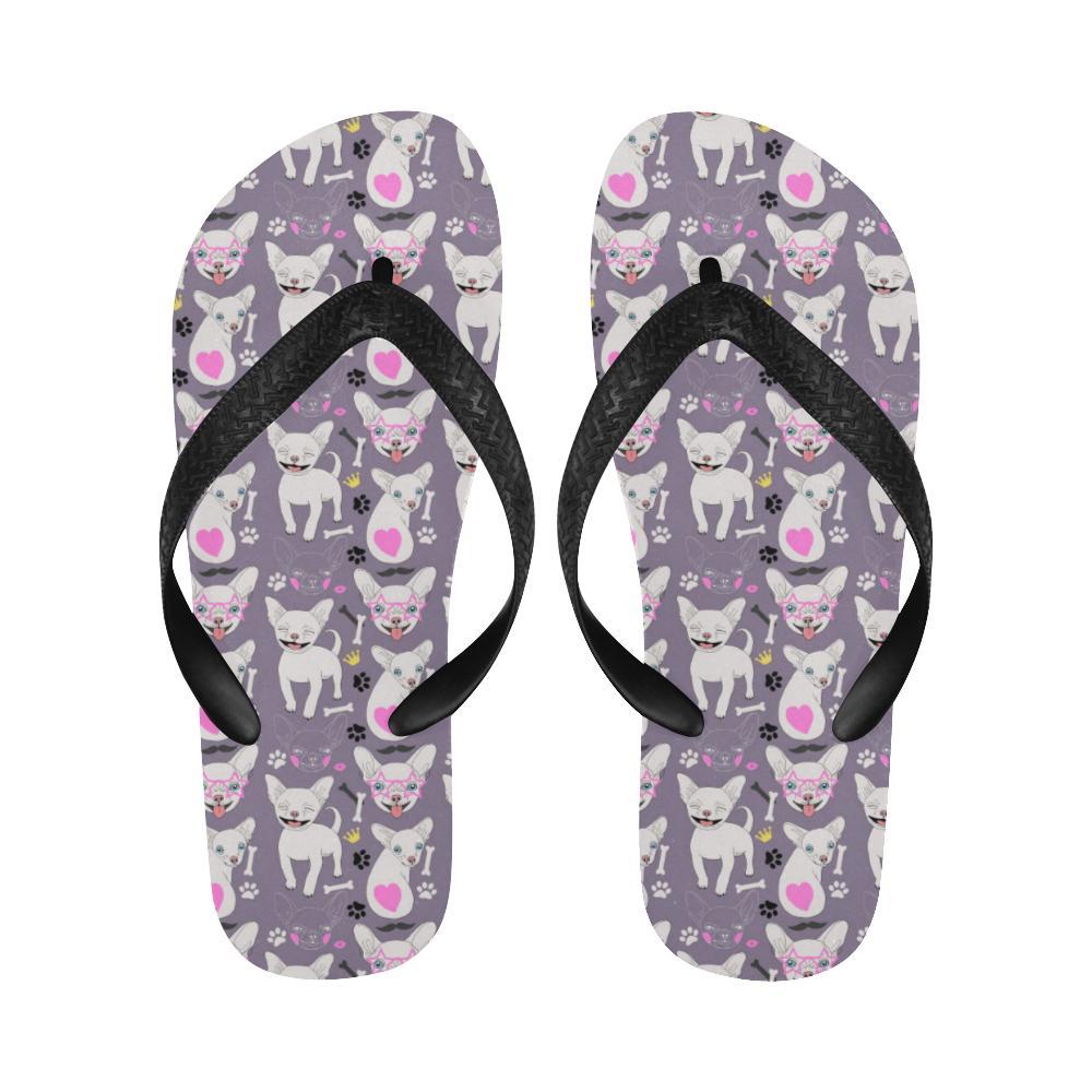 Chihuahua Happy Pattern Flip Flops-JTAMIGO.COM