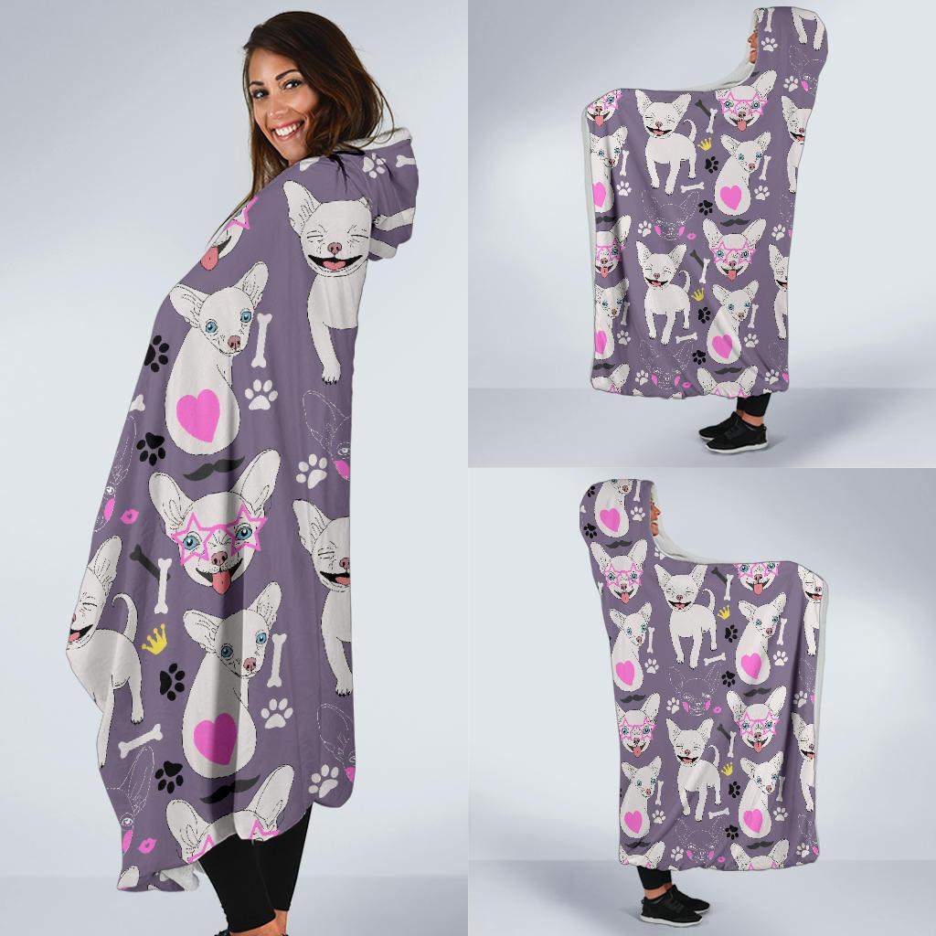 Chihuahua Happy Pattern Hooded Blanket-JTAMIGO.COM