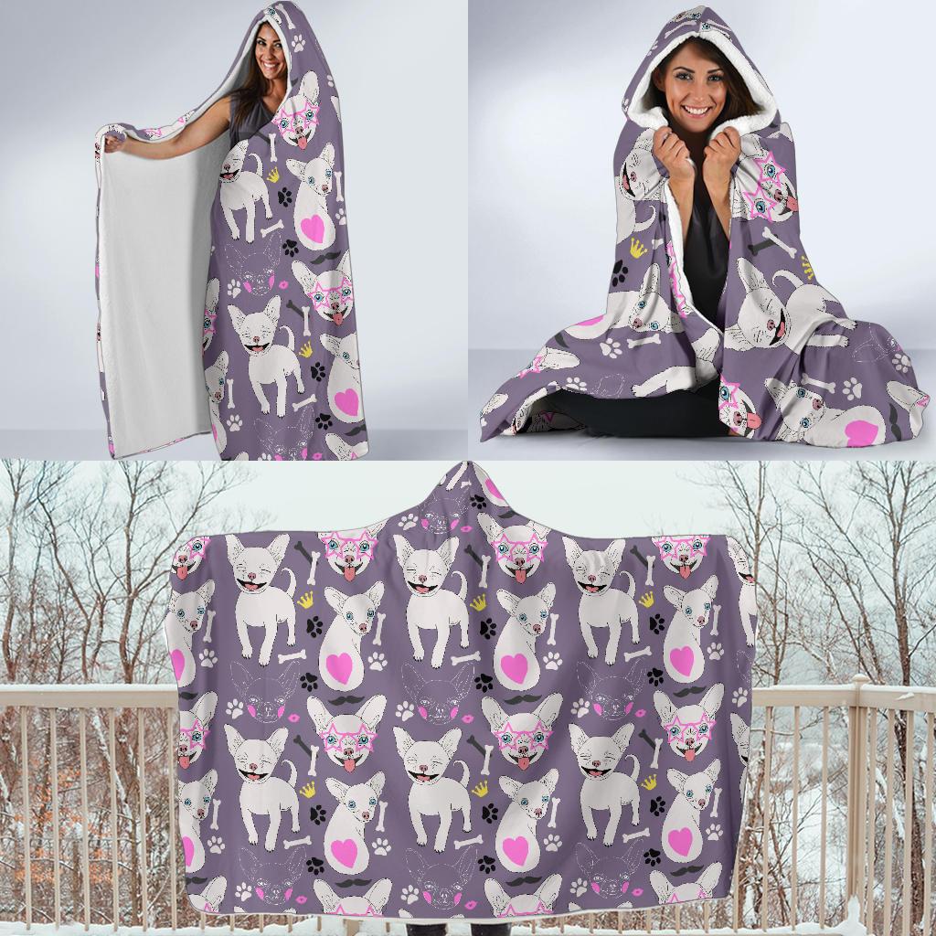 Chihuahua Happy Pattern Hooded Blanket-JTAMIGO.COM