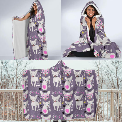 Chihuahua Happy Pattern Hooded Blanket-JTAMIGO.COM