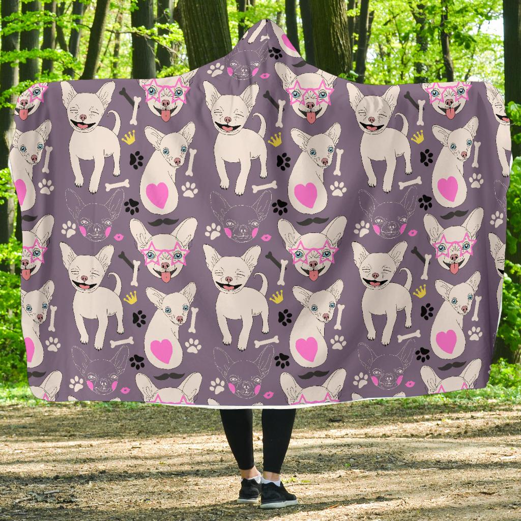 Chihuahua Happy Pattern Hooded Blanket-JTAMIGO.COM